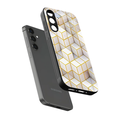 Golden Geometry sleek samsung galaxy a55 5g cover with tempered glass back and TPU edges