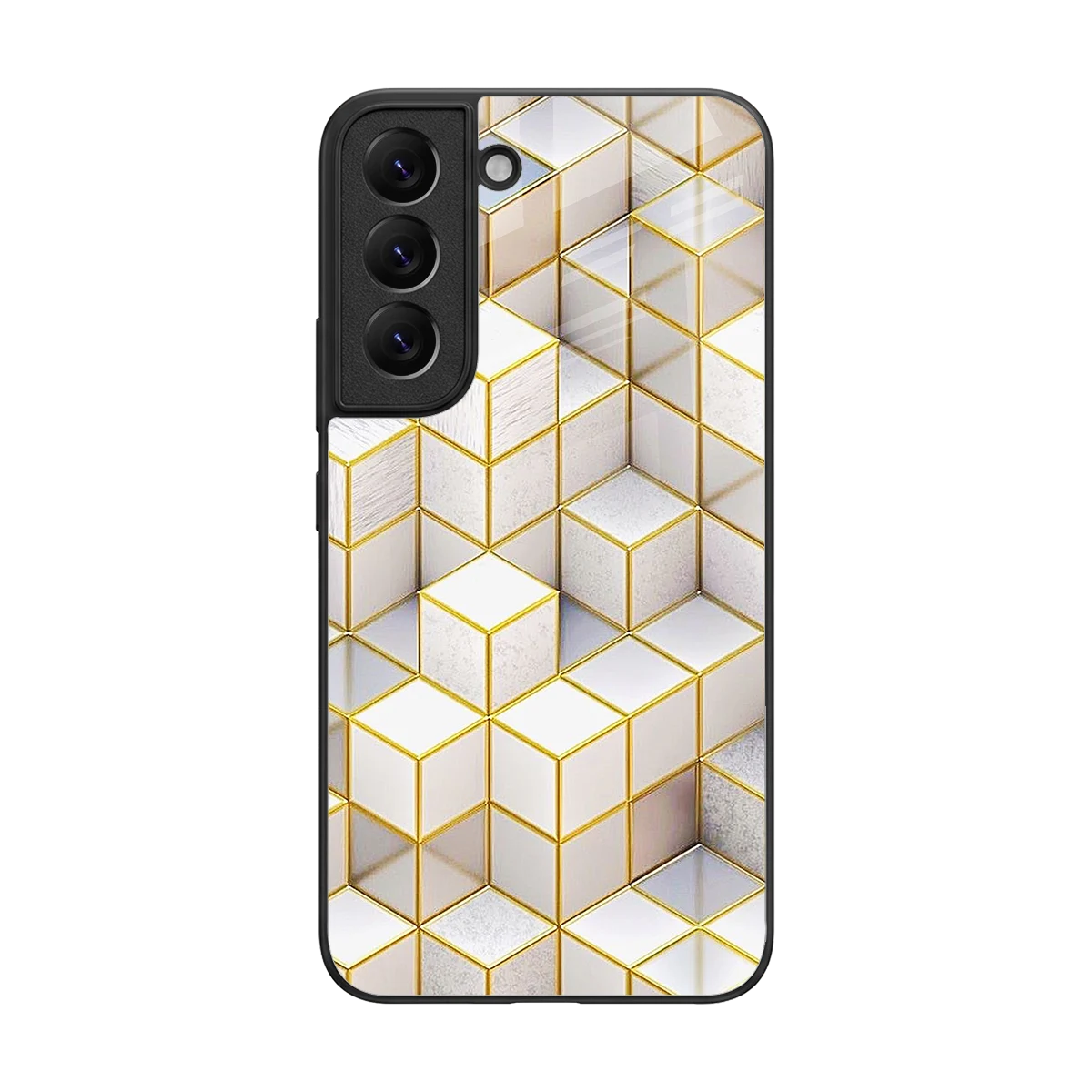 Golden Geometry back phone cover | glass case for samsung galaxy s22