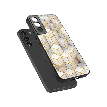 Golden Geometry sleek samsung galaxy s22 cover with tempered glass back and TPU edges