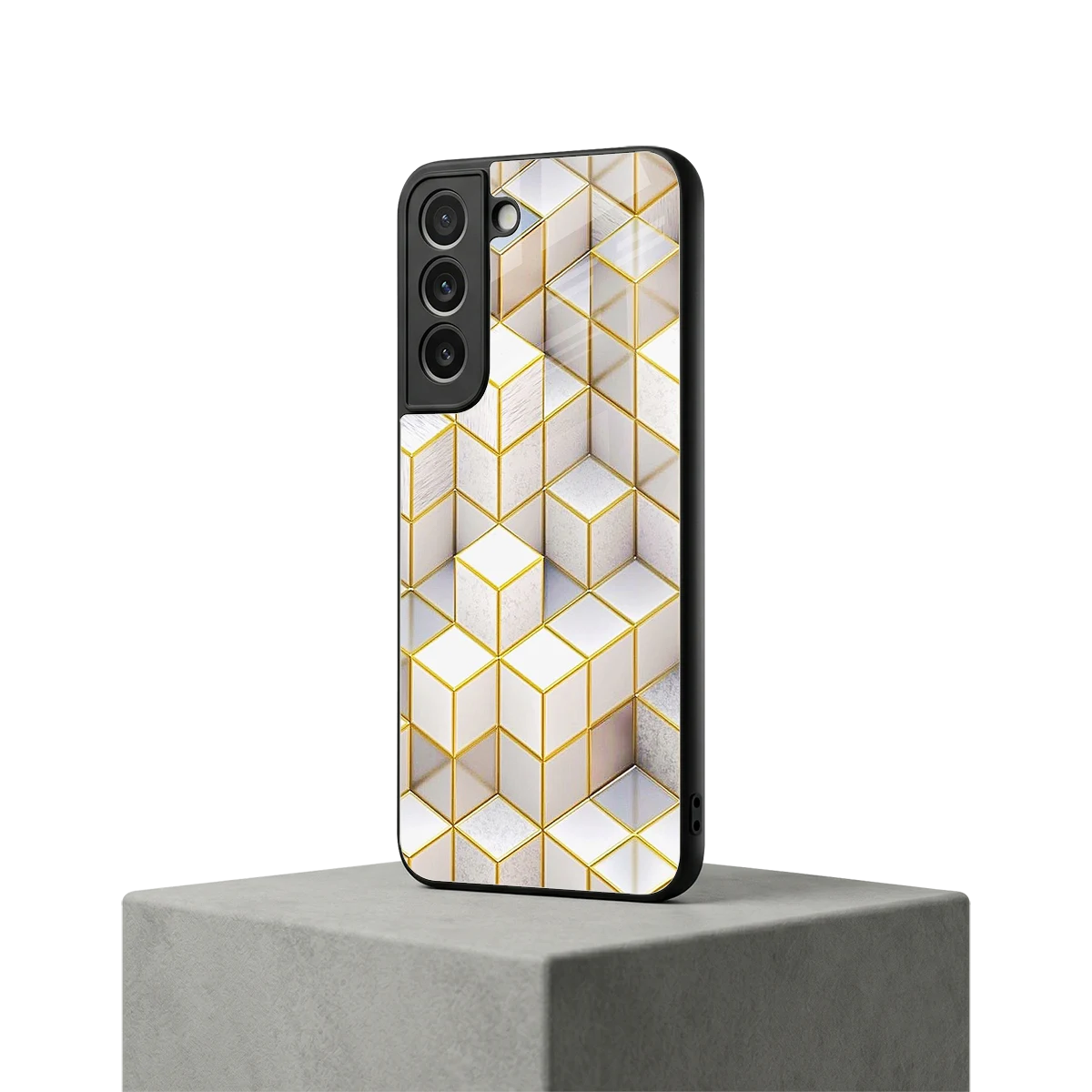 Golden Geometry samsung galaxy s22 mobile cover | shockproof glass phone case