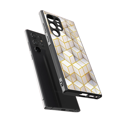 Golden Geometry sleek samsung galaxy s24 ultra cover with tempered glass back and TPU edges