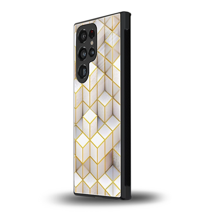 Golden Geometry samsung galaxy s23 ultra mobile cover | shockproof glass phone case