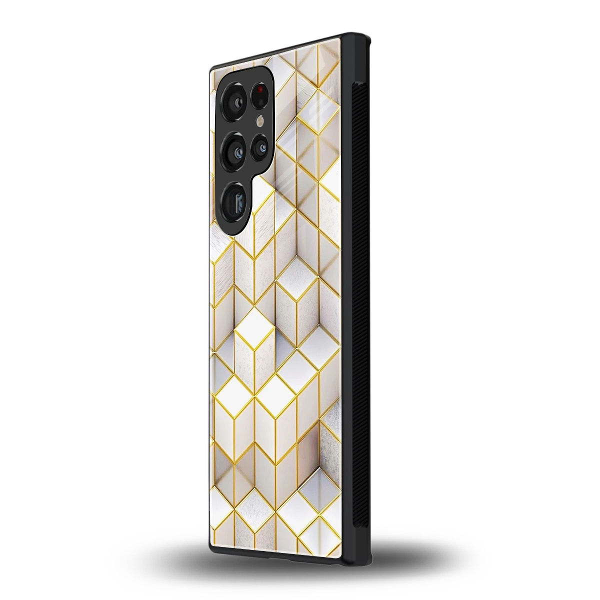 Golden Geometry samsung galaxy s24 ultra mobile cover | shockproof glass phone case