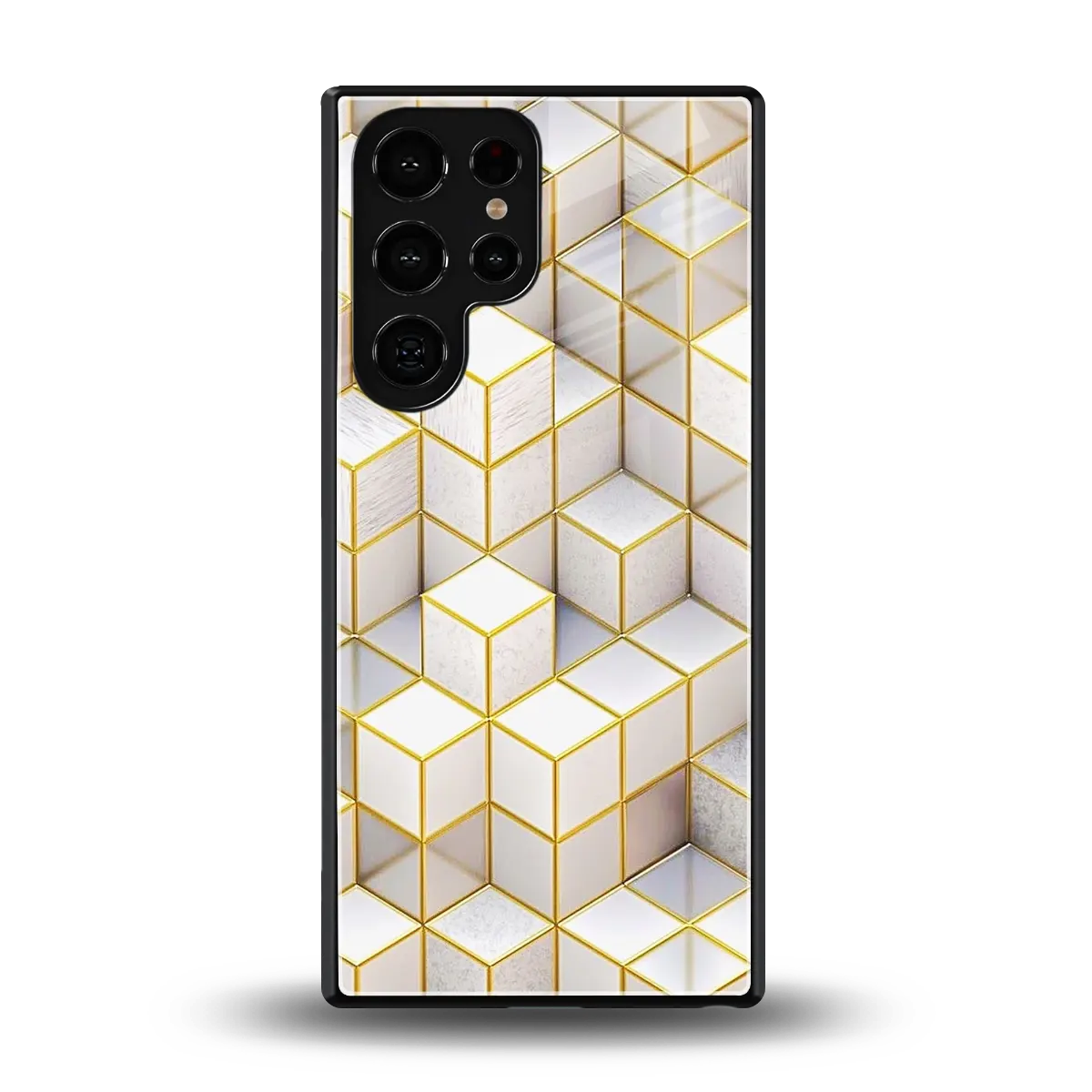 Golden Geometry back phone cover | glass case for samsung galaxy s25 ultra