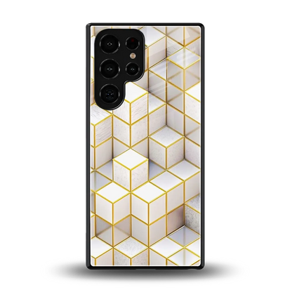 Golden Geometry back phone cover | glass case for samsung galaxy s25 ultra