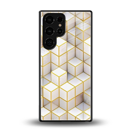 Golden Geometry back phone cover | glass case for samsung galaxy s25 ultra