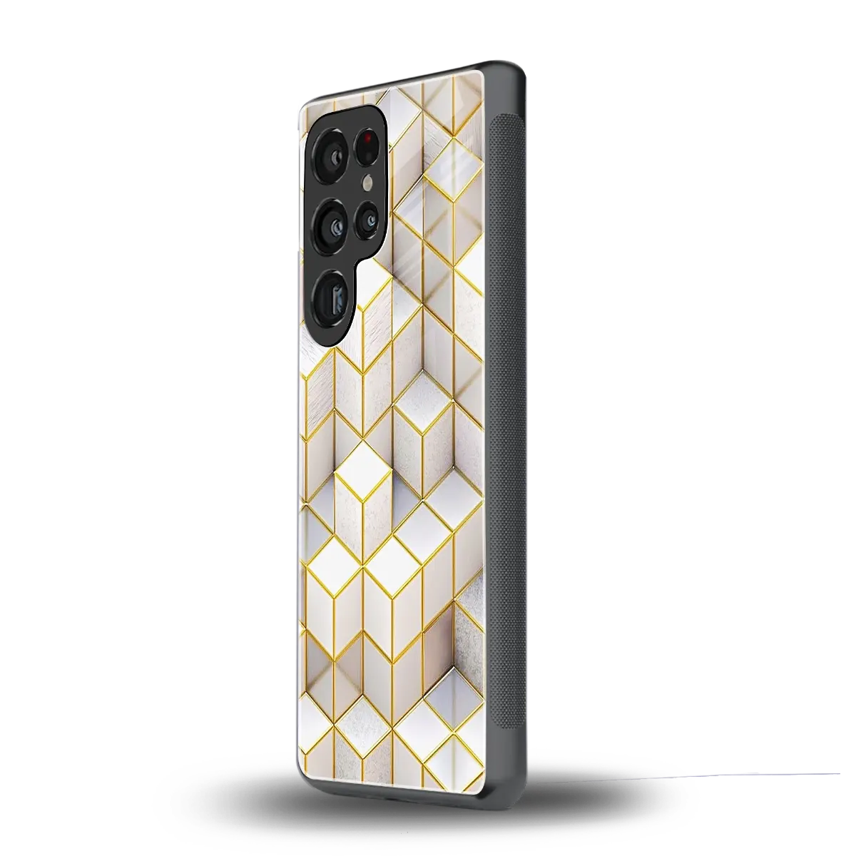 Golden Geometry samsung galaxy s25 ultra mobile cover | shockproof glass phone case