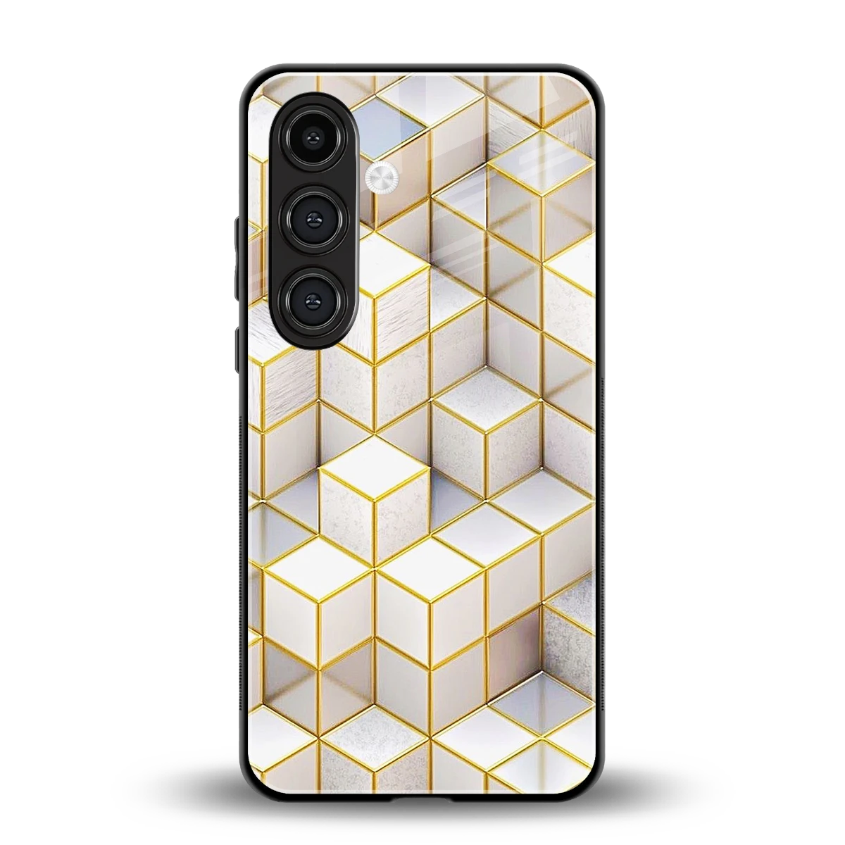 Golden Geometry back phone cover | glass case for samsung galaxy s23 fe