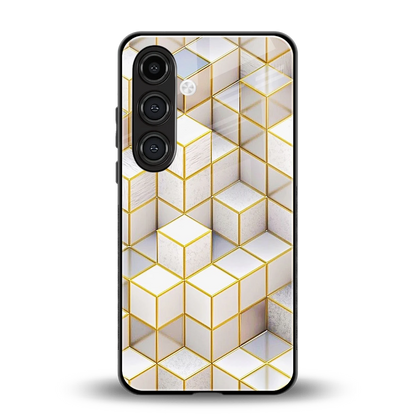 Golden Geometry back phone cover | glass case for samsung galaxy s23 fe