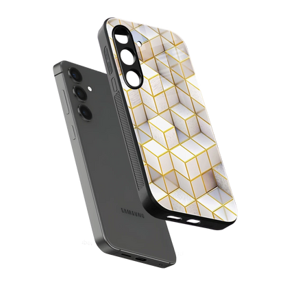 Golden Geometry sleek samsung galaxy s24 cover with tempered glass back and TPU edges