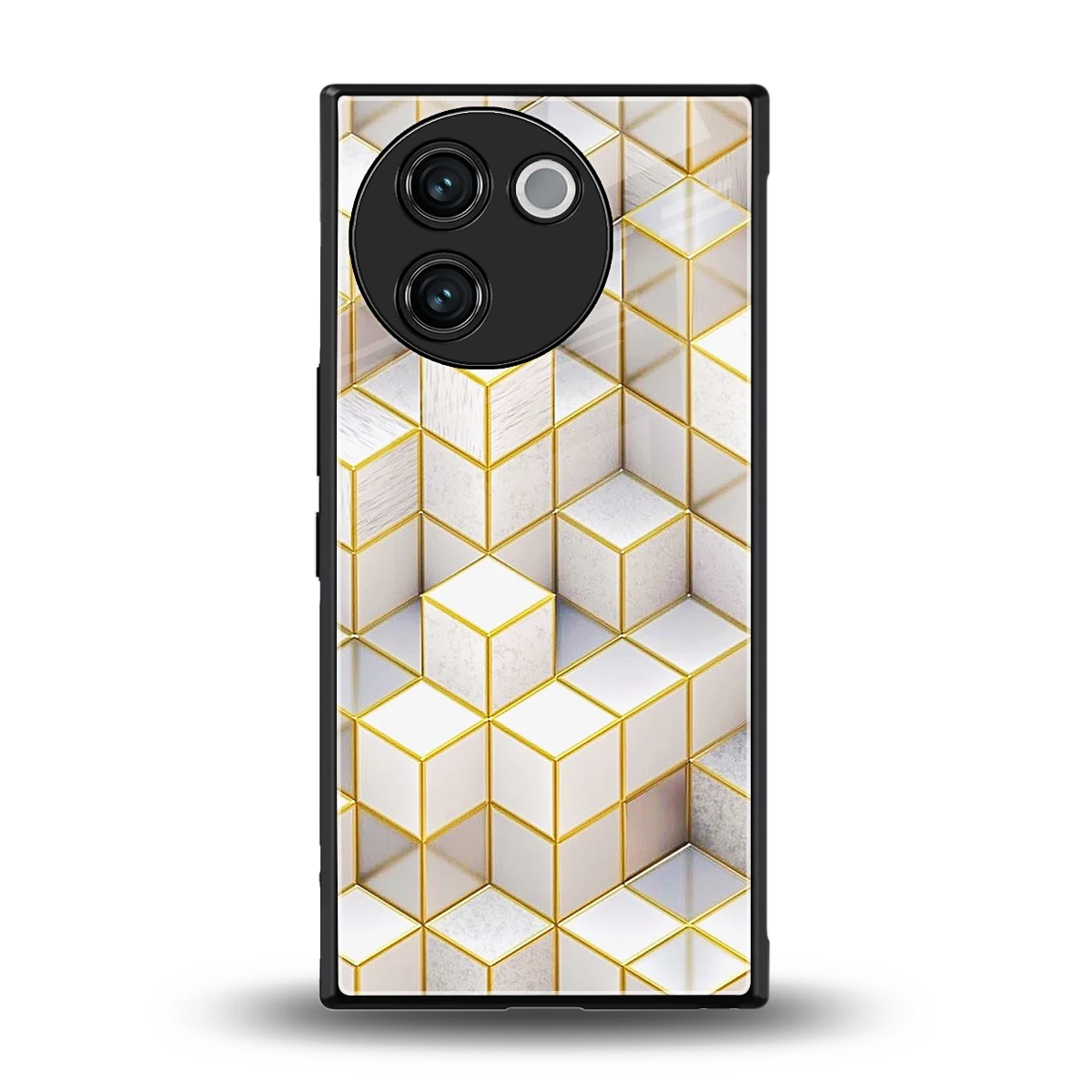 Golden Geometry back phone cover | glass case for vivo v30e