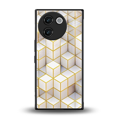 Golden Geometry back phone cover | glass case for vivo v30e