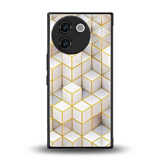 Golden Geometry back phone cover | glass case for vivo v30e