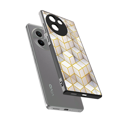 Golden Geometry sleek vivo v30e cover with tempered glass back and TPU edges