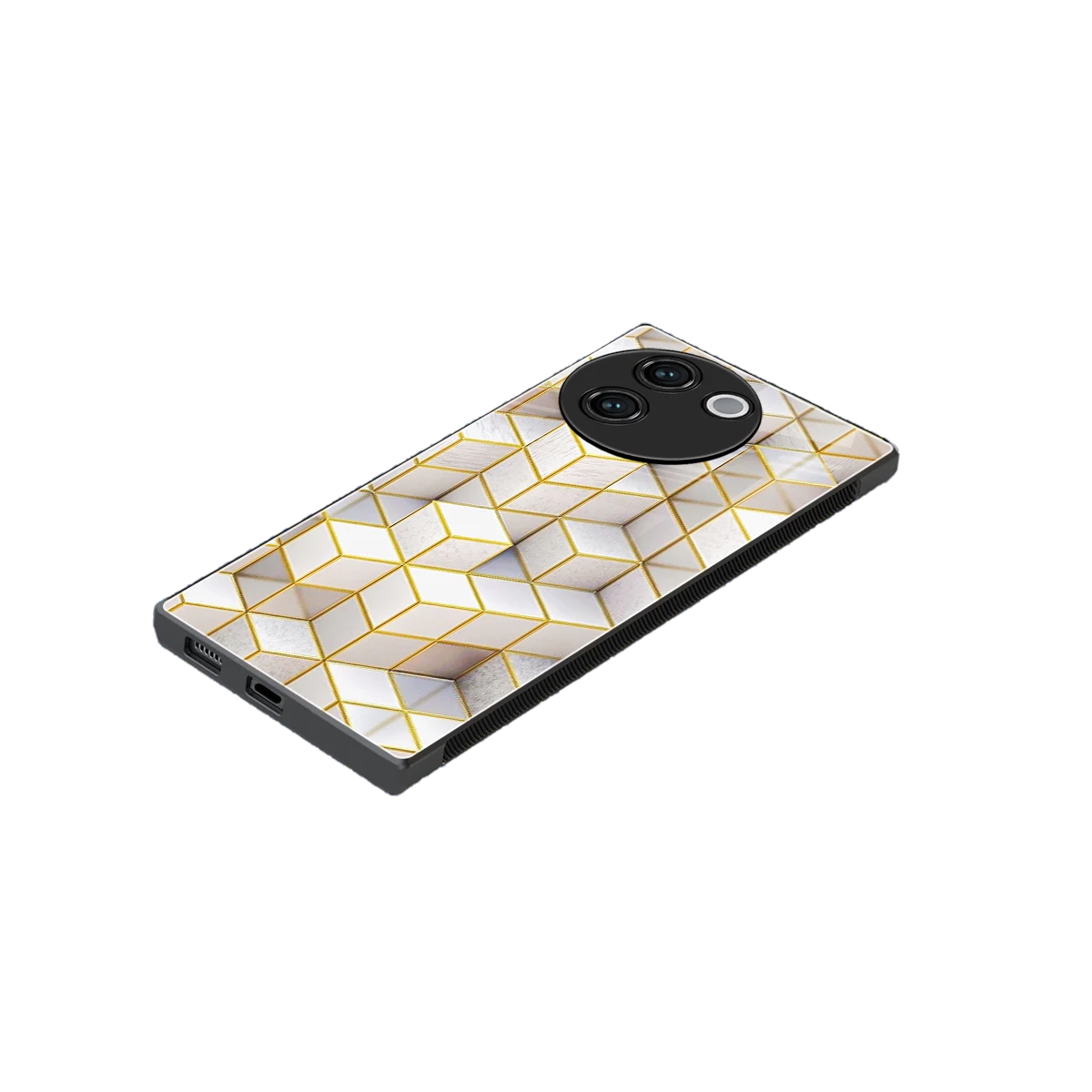 Golden Geometry stylish phone case for vivo v30e | glossy glass and slim fit