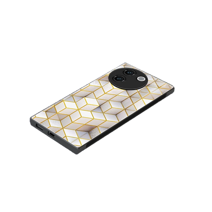 Golden Geometry stylish phone case for vivo v30e | glossy glass and slim fit