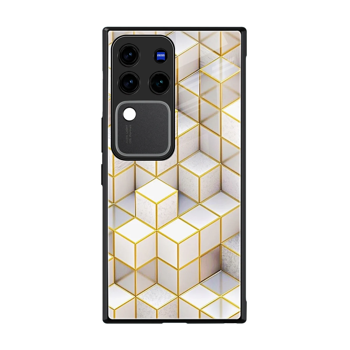 Golden Geometry back phone cover | glass case forvivo v30 pro