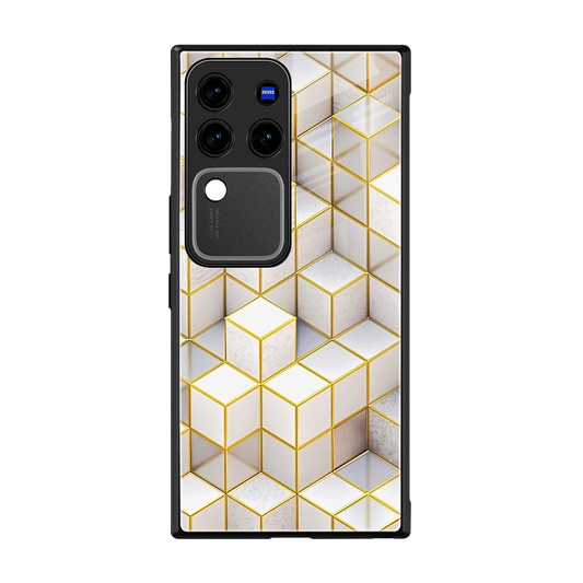 Golden Geometry back phone cover | glass case forvivo v30 pro