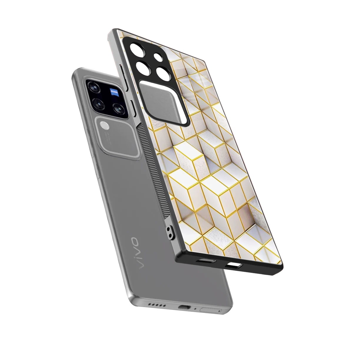 Golden Geometry sleekvivo v30 pro cover with tempered glass back and TPU edges