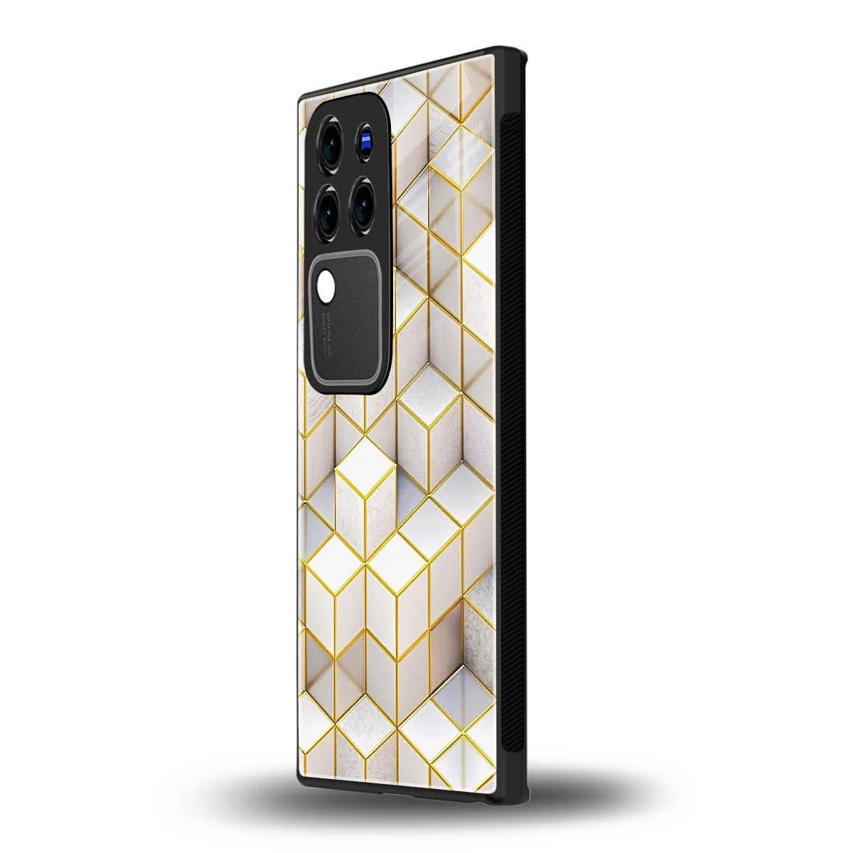 Golden Geometryvivo v30 pro mobile cover | shockproof glass phone case