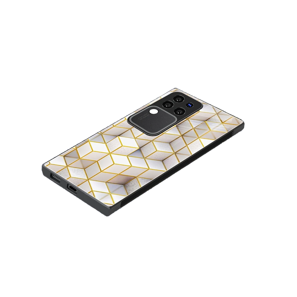 Golden Geometry stylish phone case forvivo v30 pro | glossy glass and slim fit