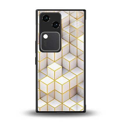 Golden Geometry back phone cover | glass case for vivo v30