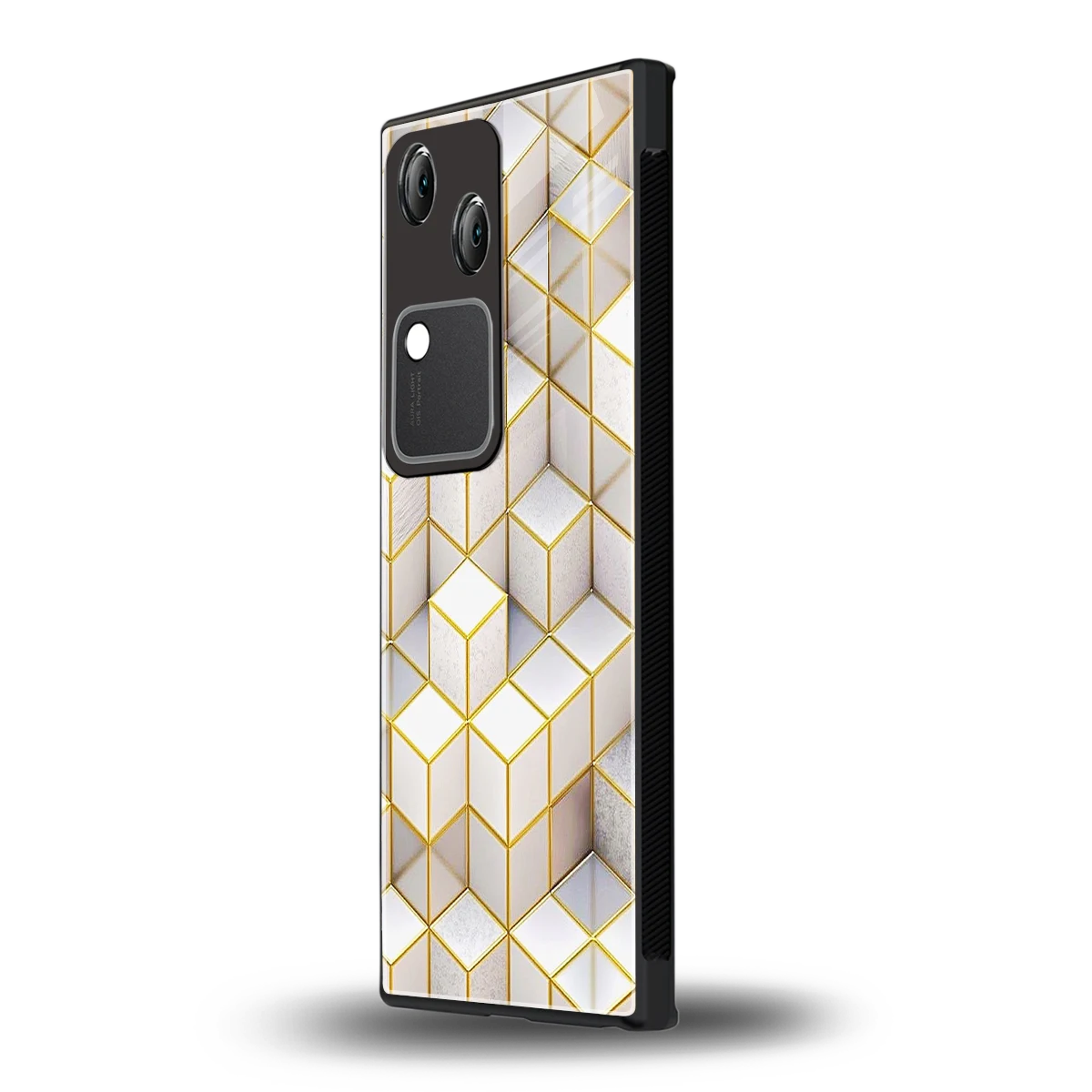 Golden Geometry vivo v30 mobile cover | shockproof glass phone case