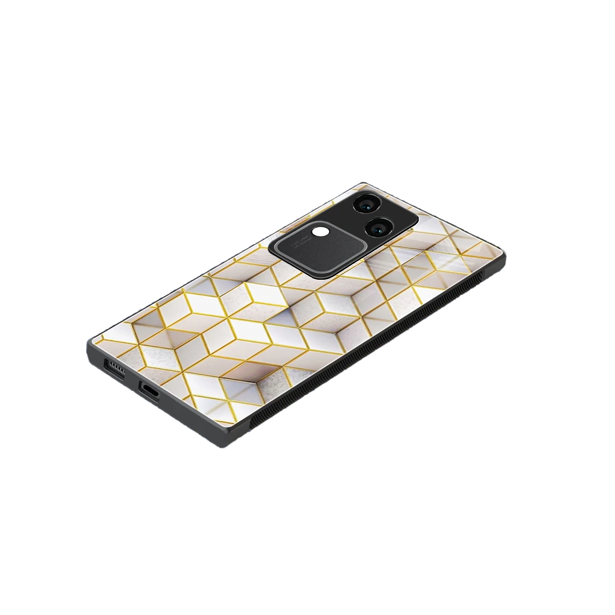 Golden Geometry stylish phone case for vivo v30 | glossy glass and slim fit