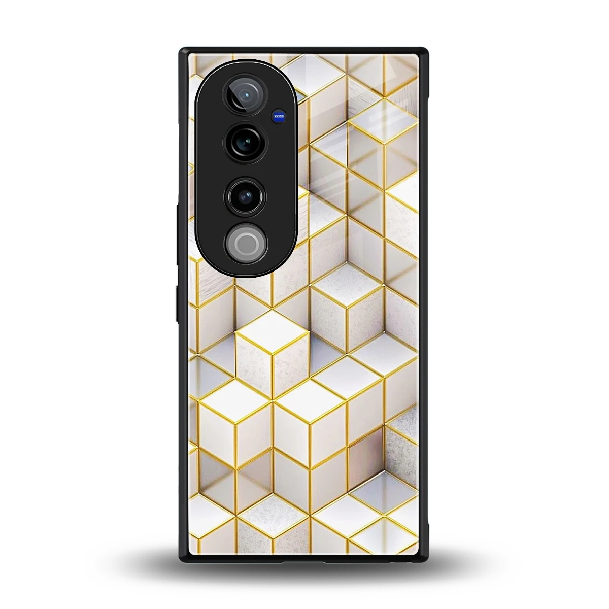 Golden Geometry back phone cover | glass case for vivo v40 pro