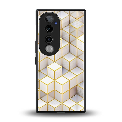 Golden Geometry back phone cover | glass case for vivo v40 pro