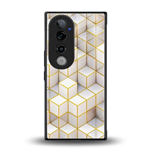Golden Geometry back phone cover | glass case for vivo v40 pro