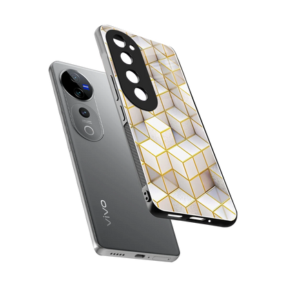 Golden Geometry sleek vivo v40 pro cover with tempered glass back and TPU edges