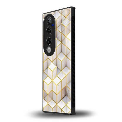 Golden Geometry vivo v40 pro mobile cover | shockproof glass phone case