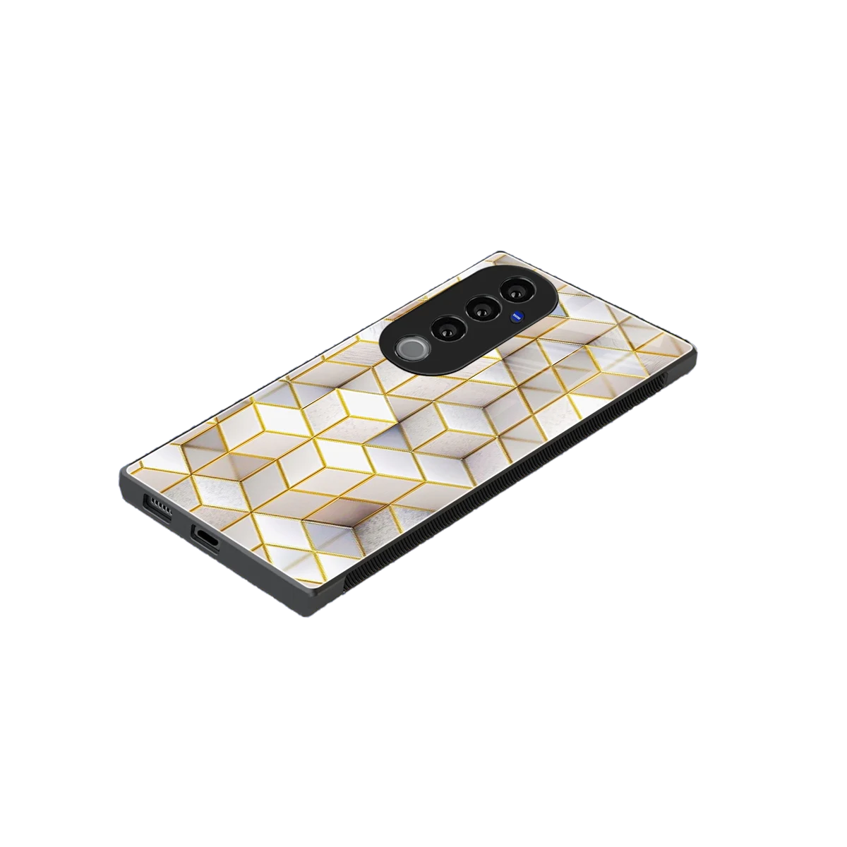Golden Geometry stylish phone case for vivo v40 pro | glossy glass and slim fit