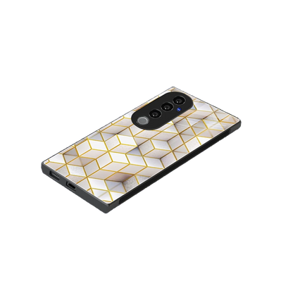 Golden Geometry stylish phone case for vivo v40 pro | glossy glass and slim fit