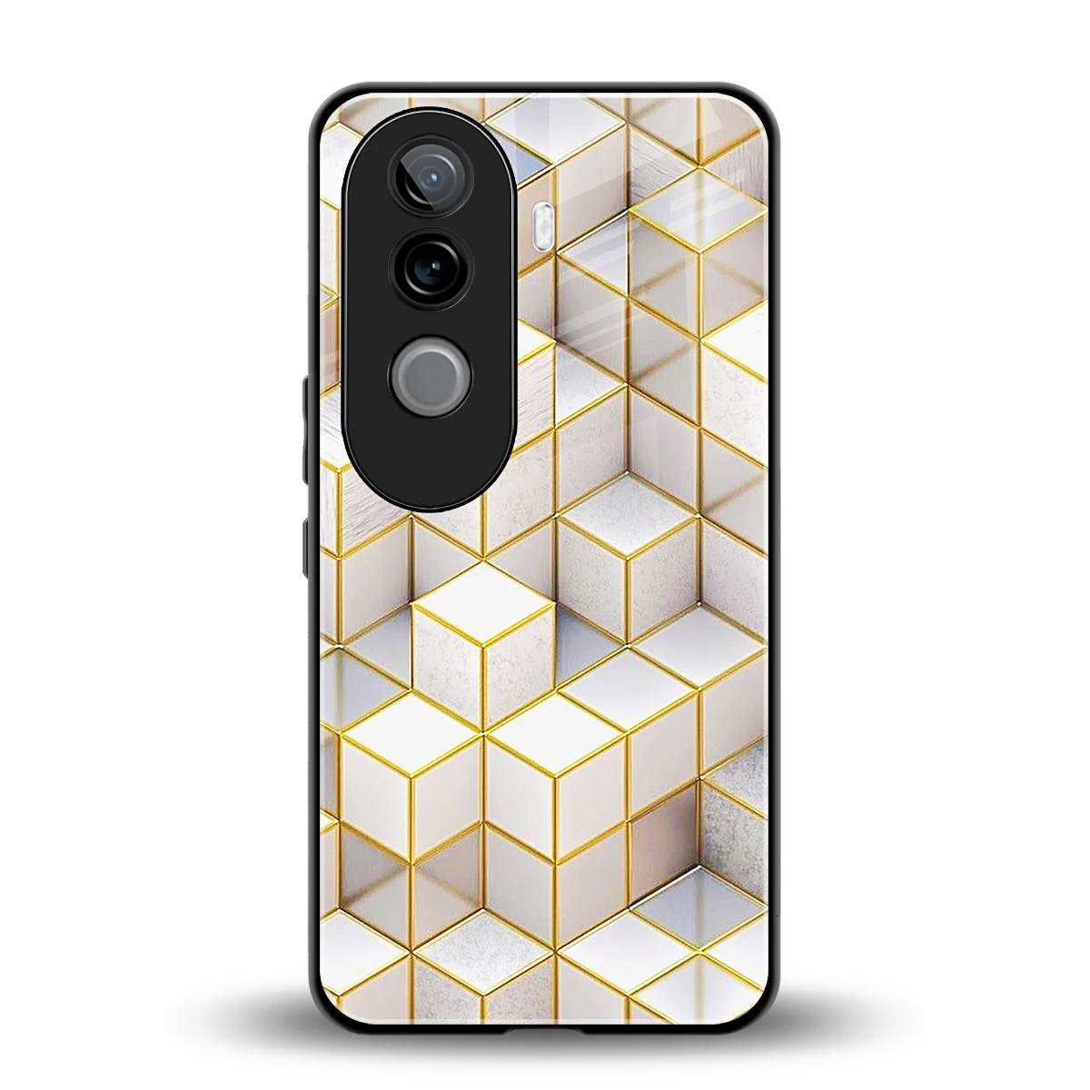 Golden Geometry back phone cover | glass case for vivo v40e