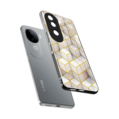 Golden Geometry sleek vivo v40e cover with tempered glass back and TPU edges