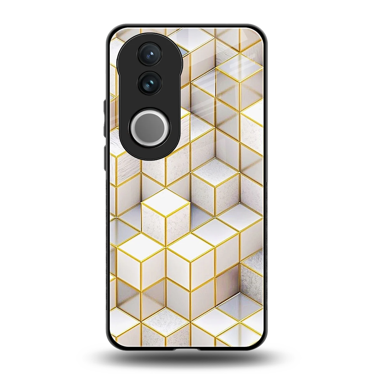 Golden Geometry back phone cover | glass case for vivo v50