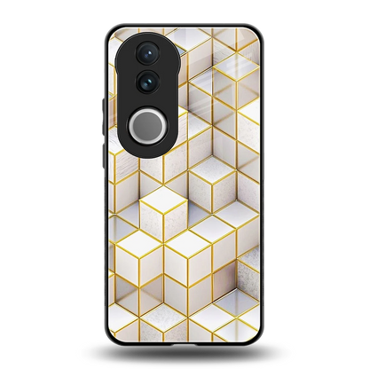 Golden Geometry back phone cover | glass case for vivo v50