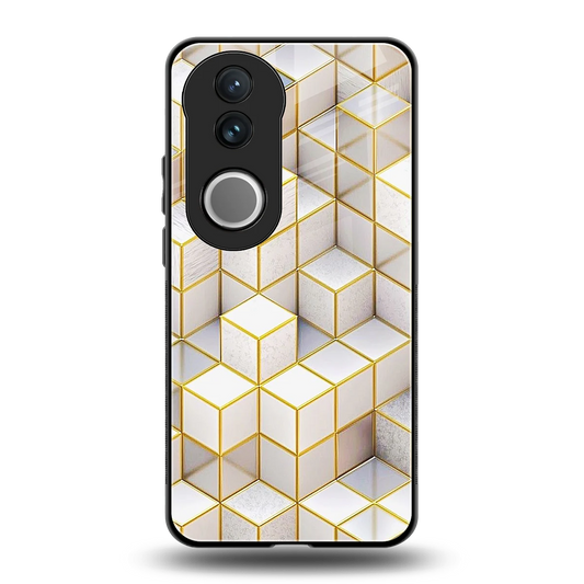Golden Geometry back phone cover | glass case for vivo v50