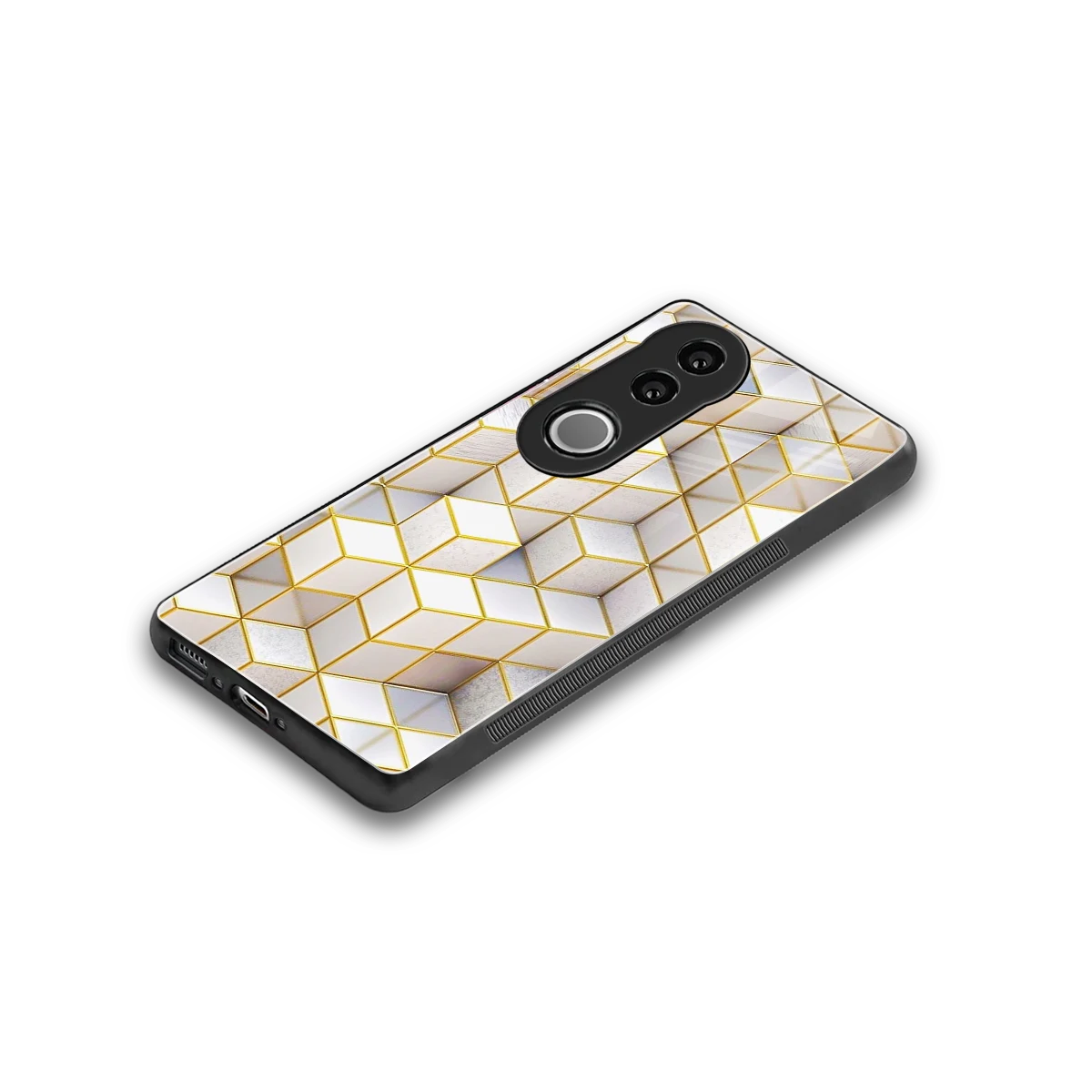 Golden Geometry stylish phone case for vivo v50 | glossy glass and slim fit