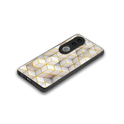 Golden Geometry stylish phone case for vivo v50 | glossy glass and slim fit