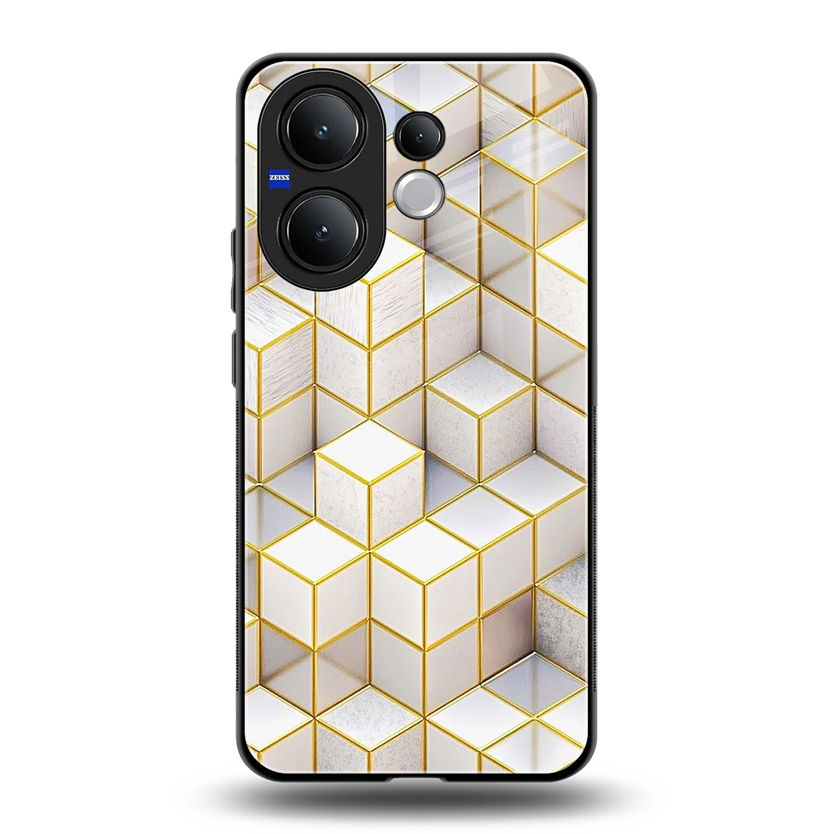 Golden Geometry back phone cover | glass case for vivo v60