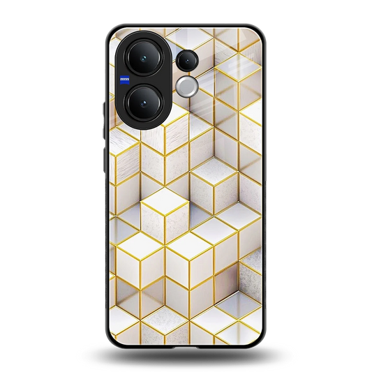 Golden Geometry back phone cover | glass case for vivo v60