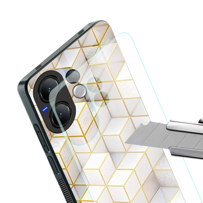 Golden Geometry stylish phone case for vivo v60 | glossy glass and slim fit