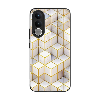 Golden Geometry back phone cover | glass case for vivo v70 fe