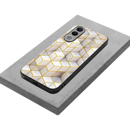Golden Geometry stylish phone case for vivo v70 fe | glossy glass and slim fit