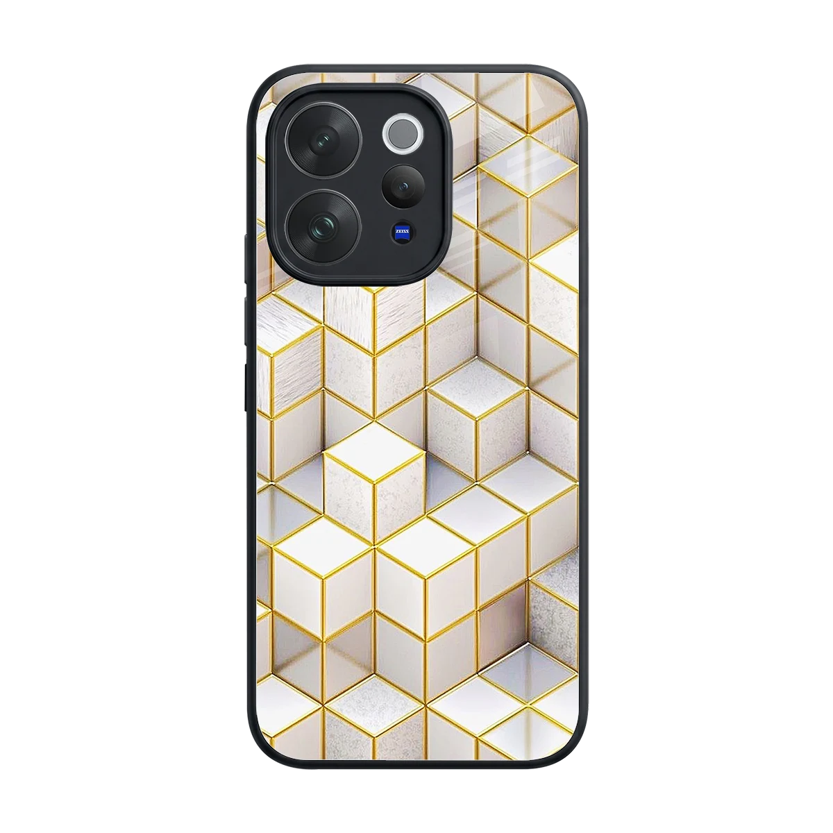 Golden Geometry back phone cover | glass case for vivo v70