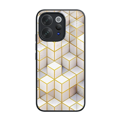Golden Geometry back phone cover | glass case for vivo v70 elite