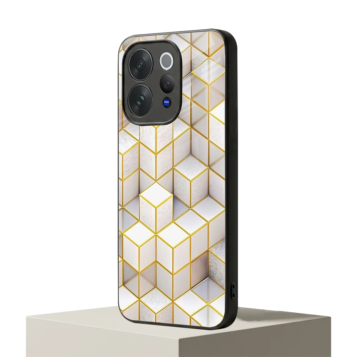 Golden Geometry vivo v70 elite mobile cover | shockproof glass phone case